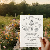 市場から生まれ手で引き出されたブライダルシャワー 招待状