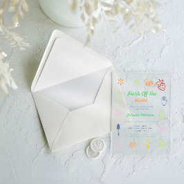 市場から生まれ手を引いたブライダルシャワー アクリル招待状