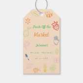市場から生まれ手を引いたブライダルシャワー ギフトタグ (正面)