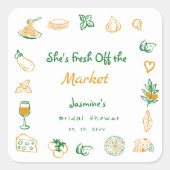 市場から生まれ手を引いたブライダルシャワー スクエアシール (正面)