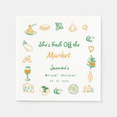 市場から生まれ手を引いたブライダルシャワー スタンダードカクテルナプキン (正面)