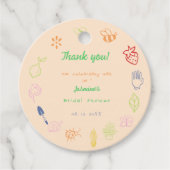 市場から生まれ手を引いたブライダルシャワー フェイバータグ (正面)