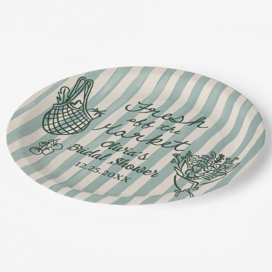 市場から生まれ手を引いたブライダルシャワー ペーパープレート (アングル)