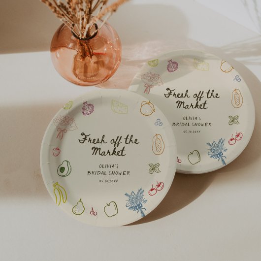 市場から生まれ手を引いたブライダルシャワー ペーパープレート