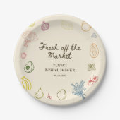 市場から生まれ手を引いたブライダルシャワー ペーパープレート (正面)