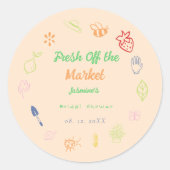 市場から生まれ手を引いたブライダルシャワー ラウンドシール (正面)