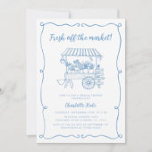 市場から生まれ手を引いたブライダルシャワー 招待状 (正面)