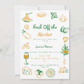 市場から生まれ手を引いたブライダルシャワー 招待状 (正面)