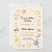 市場から生まれ手を引いたブライダルシャワー 招待状 (正面)