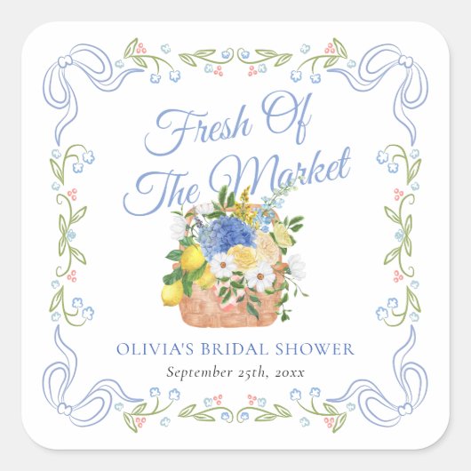 市場から生まれ農家ブライダルシャワーフローラ スクエアシール (正面)