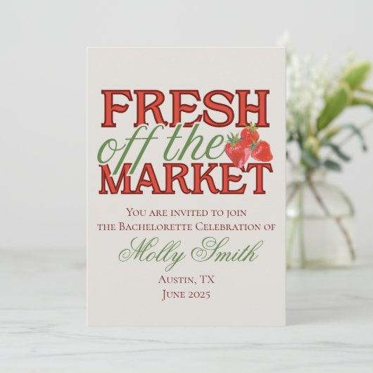 市場から生まれ – パーソナライズされたモダンブライダル 招待状 (スタンド正面)