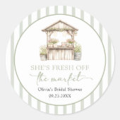 市場から直接届いたフレッシュなグリーンの結婚前お祝いパーティー ラウンドシール (正面)