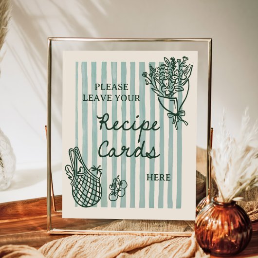 市場から直接手描きのブライダルシャワーレシピ ポスター