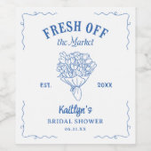 市場から直接 青い結婚前のお祝い ワインラベル (シングルラベル)