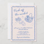 市場から離れた手で引かれたブライダルシャワー 招待状 (正面)
