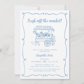 市場から離れた手で引かれたブライダルシャワー 招待状 (正面)