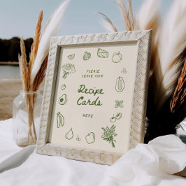 市場から離れて緑のハンドドローレシピ ポスター