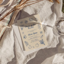 市場から離れて青い手で引かれたブライダルシャワー