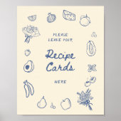 市場から離れて青い手で引かれたレシピ ポスター (正面)