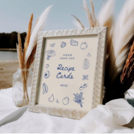 市場から離れて青い手で引かれたレシピ ポスター