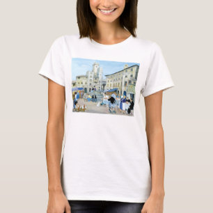 市場が開かれる広場タスカニーのランチタイム Tシャツ