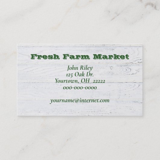 市場での野菜と果物 名刺 (裏面)