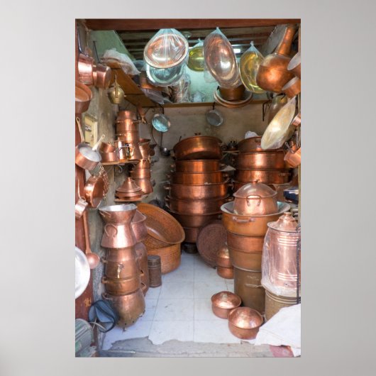 市場での銅ポット ポスター (正面)