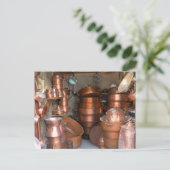 市場での銅ポット ポストカード (スタンド正面)