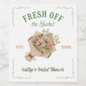 市場でフレッシュなおしゃれな結婚前お披露目パーティー ワインラベル (シングルラベル)