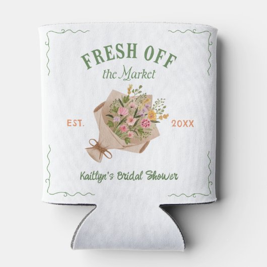 市場でフレッシュなおしゃれな結婚前お披露目パーティー 缶クーラー (裏面)