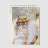市場でフレッシュなグリーンギンガムの花嫁シャワー ベラム紙招待状 (オフセット (カップル))