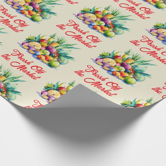 市場でフレッシュなフルーツを使ったユニークなブライダルシャワーのアイデア ラッピングペーパー (角)