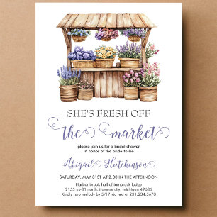 市場で新鮮な花嫁シャワー 招待状