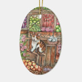 市場で鳴く セラミックオーナメント (左)