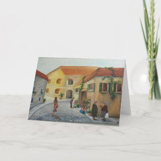 「市場で」あいさつ空白のきカード カード