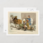 『市場に生きた魚を持ってくるヒレ』、作者不詳 ポストカード (正面/裏面)