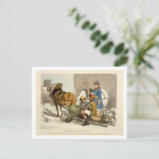 『市場に生きた魚を持ってくるヒレ』、作者不詳 ポストカード (スタンド正面)