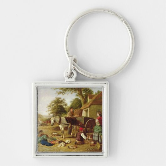 市場のカート1864年(キャンバスの油) キーホルダー (正面)