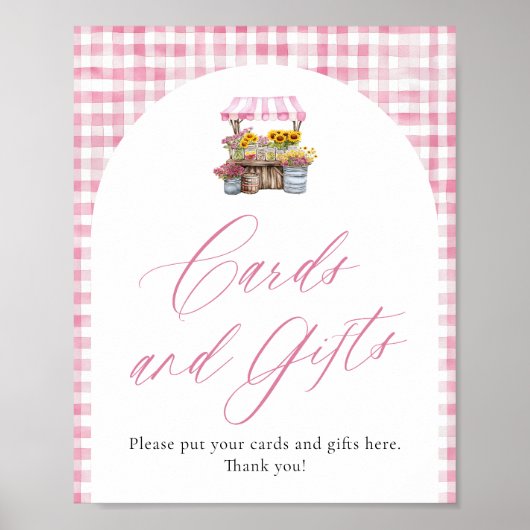 市場のカードとギフトから生まれたピンクのギンガム ポスター (正面)