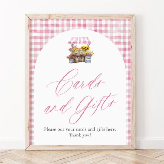 市場のカードとギフトから生まれたピンクのギンガム ポスター