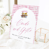市場のカードとギフトから生まれたピンクのギンガム 台座サイン