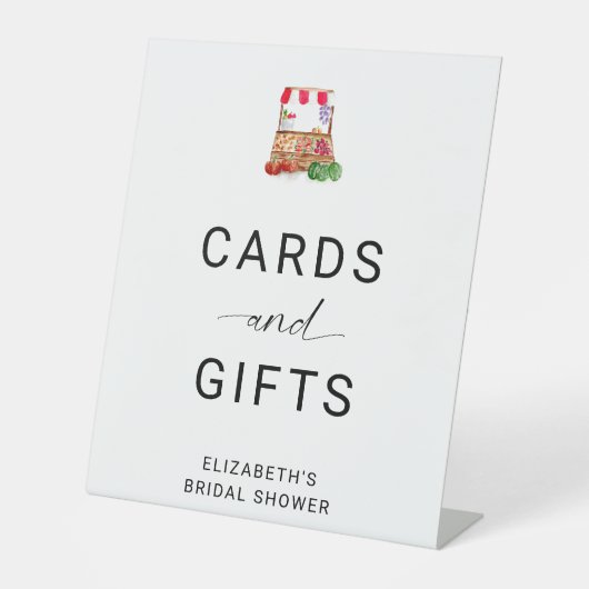 市場のカードとギフトブライダルシャワー 台座サイン (正面)