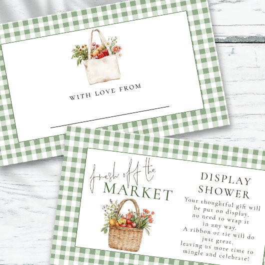 市場のディスプレイシャワーから新鮮なセージのギンガム エンクロージャーカード