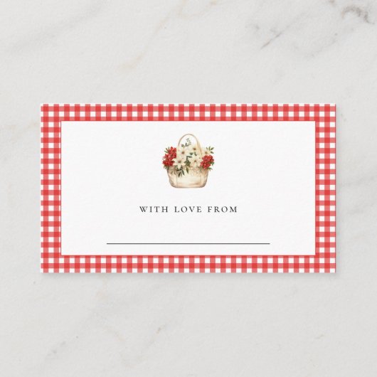 市場のディスプレイシャワーから新鮮な赤いギンガム エンクロージャーカード (裏面)