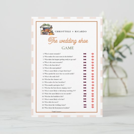 市場のフレッシュガーデンのウェディングシューゲームカード 案内状 (スタンド正面)