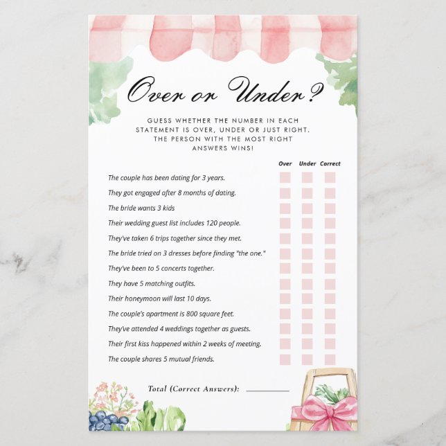 市場のブライダルゲームの上または下 (正面)