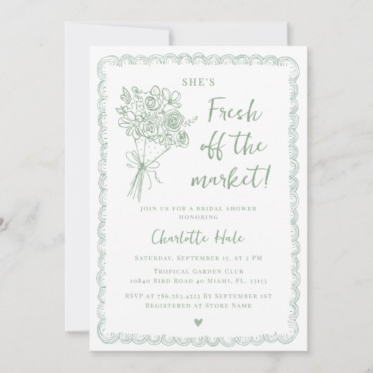 市場のブライダルシャワーから生まれお洒落る 招待状 (正面)