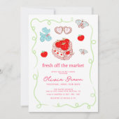 市場のブライダルシャワーから生まれモダンる 招待状 (正面)