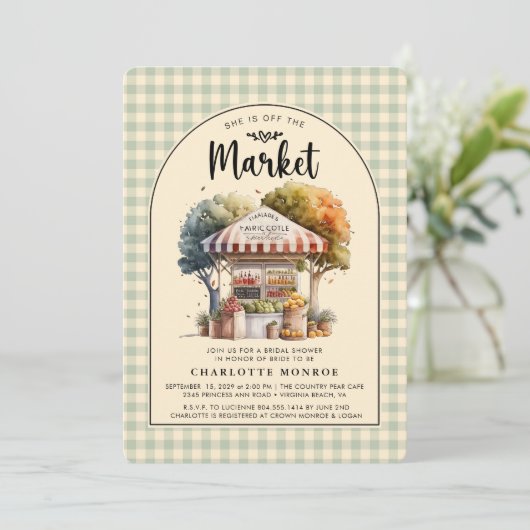 市場のブライダルシャワーへの招待をオフ 招待状 (スタンド正面)