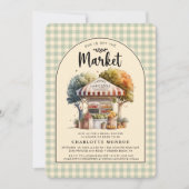 市場のブライダルシャワーへの招待をオフ 招待状 (正面)